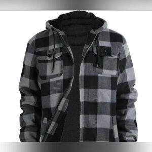 Black and Gray Plaid Button-Up Shirt